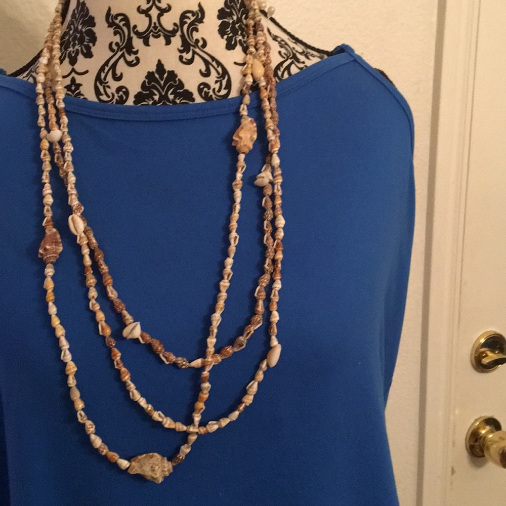 One of a kind 3 seashells 16” necklaces.
